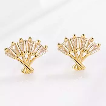 Серьги-гвоздики Summer Hollow Small Fan, серьги-гвоздики Niche National Style Light Luxury Simple Fashion Temperament для женщин