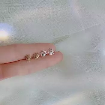 Серьги-гвоздики Sun, женские серьги Niche Design Sense, универсальные серьги Temperament, короткие волосы, корейская версия золотой