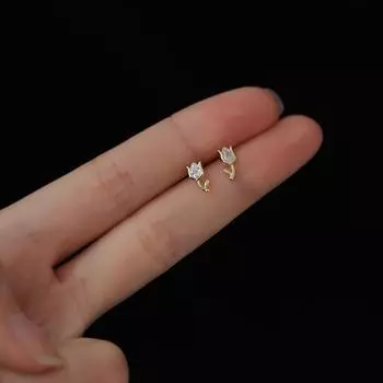 Серьги-гвоздики Sweet Rose из стерлингового серебра S925, универсальные серьги с инкрустацией из циркония в стиле Ins 925