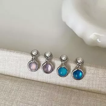 Серьги-гвоздики Twist Metal Pearl Opal, женские, нишевые, дизайнерские, Sense Light, роскошные, ретро, элегантные, универсальные серьги