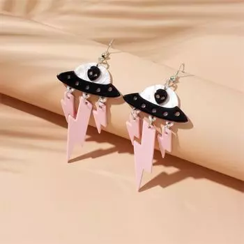 Серьги-гвоздики UFO Розовые ювелирные аксессуары Y2K Серьги-подвески Подарок на день рождения роза розовый