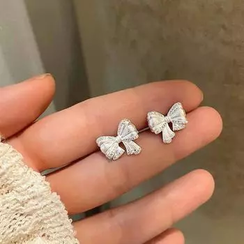 Серьги-гвоздики в форме банта Нишевые классические универсальные серьги Нишевые элегантные модные серьги