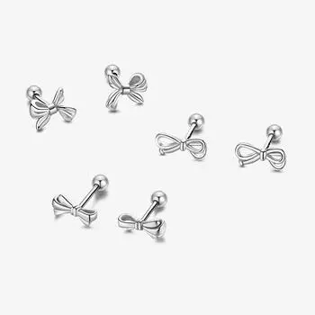 Серьги-гвоздики в форме банта, простые винты с темперой, пряжки, гвоздики для ушных косточек, нет необходимости выбирать серьги во время сна