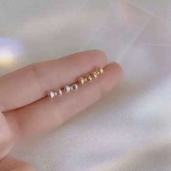 Серьги-гвоздики в форме банта, темпераментные серьги в корейском стиле, простые и маленькие серьги в китайском стиле на Новый год серебряный