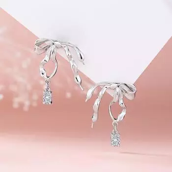 Серьги-гвоздики в форме банта, женские простые серьги с нишевым дизайном, серьги-гвоздики с нестандартным цирконием для любителей темперамента