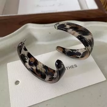 Серьги-гвоздики в форме буквы C, ретро-дизайн, серьги Майяра, женские новые модные серьги высокого класса цветной печати леопарда