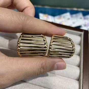 Серьги-гвоздики в форме буквы С из медной проволоки, скрученной вручную, женские, преувеличенные, простые, модные серьги