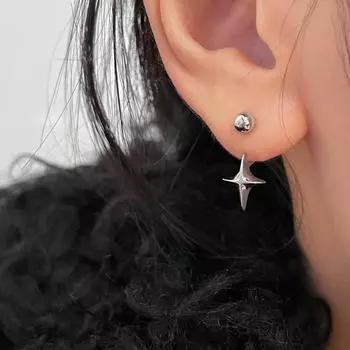 Серьги-гвоздики в форме четырехугольной звезды из серебра 925 пробы для женщин, изысканные и уникальные серьги с подвесным дизайном, новые серьги класса люкс. 925 silver needle