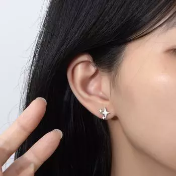 Серьги-гвоздики в форме четырехугольной звезды из стерлингового серебра 925 пробы, женские асимметричные серьги в форме звезды, модные мужские серьги высокого класса 925 Silver