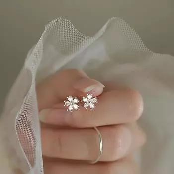 Серьги-гвоздики в форме цветка, женские, легкие, роскошные, нишевого дизайна, Sense Flash, серьги-цветы с бриллиантами и цирконами, летние серьги