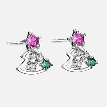 Серьги-гвоздики в форме елки с микро-инкрустацией из циркония светлого цвета, женский нишевый дизайн, изысканные украшения для ушей для девушек