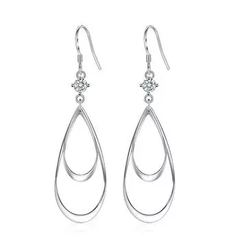 Серьги-гвоздики в форме капли воды. Двойные серьги-гвоздики. Стильные и элегантные серьги.