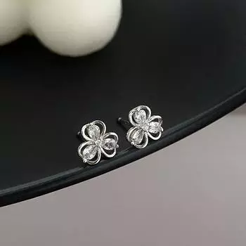 Серьги-гвоздики в форме клевера, женские, легкие, роскошные, нишевого дизайна, инкрустированные цирконием, серьги-листья на удачу