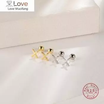 Серьги-гвоздики в форме креста из стерлингового серебра 925 пробы в неоготическом стиле для женщин, элегантные ювелирные изделия для пляжной вечеринки золотой