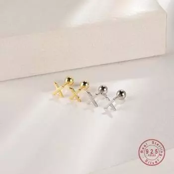 Серьги-гвоздики в форме креста из стерлингового серебра 925 пробы в неоготическом стиле для женщин, элегантные ювелирные изделия для пляжной вечеринки золотой