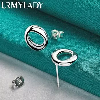 Серьги-гвоздики в форме круга из стерлингового серебра 925 пробы для женщин, модные ювелирные изделия ME315