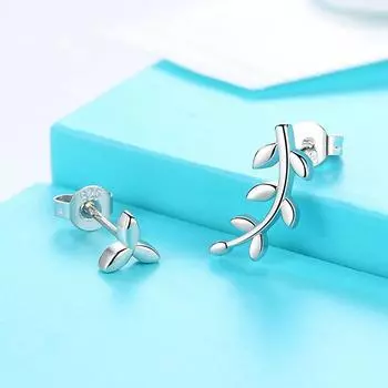 Серьги-гвоздики в форме листа, женские литературные темпераментные асимметричные серьги в форме листа, модные простые корейские аксессуары в стиле нишевого дизайна