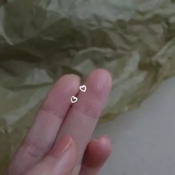 Серьги-гвоздики в форме мини-сердца из стерлингового серебра S925, женские, полые, модные, персиковые, розово-золотые, с косточкой для уха 925