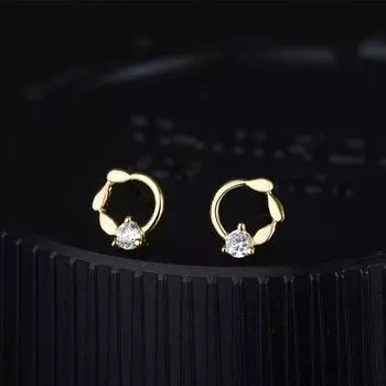 Серьги-гвоздики в форме оливковой ветви из стерлингового серебра 925 пробы, маленькие круглые женские серьги-гвоздики в форме листьев с бриллиантами, маленькие изысканные 925