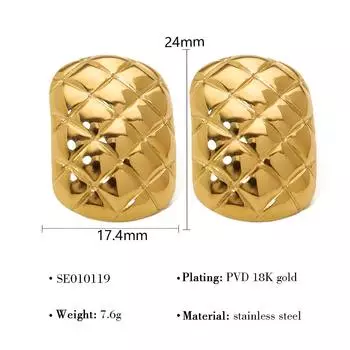 Серьги-гвоздики в форме ромба и квадрата из нержавеющей стали, те же самые серьги-гвоздики из титановой стали с антивыцветающим покрытием и сеткой, небольшие, с ароматом ветра