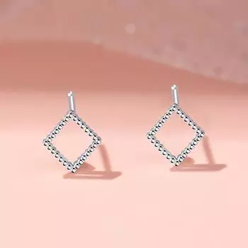 Серьги-гвоздики в форме ромба, женские, нишевые, простые, маленькие, темпераментные, универсальные, с отверстием для уха