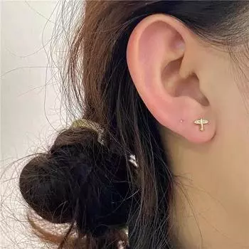 Серьги-гвоздики в форме самолета из стерлингового серебра 925 пробы, инкрустированные цирконами. Маленькие и универсальные женские изящные и милые мини-серьги. 925