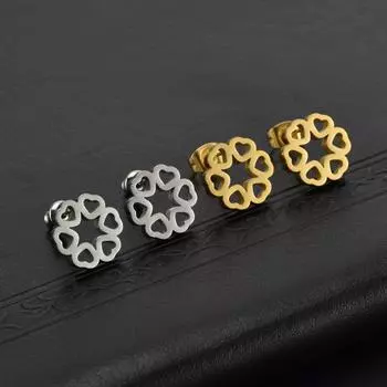 Серьги-гвоздики в форме сердца для женщин, золотые, серебряные серьги из нержавеющей стали, гипоаллергенные водонепроницаемые ювелирные изделия, подарок