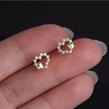 Серьги-гвоздики в форме сердца из стерлингового серебра S925 для женщин, простые, холодные, бриллиантовые, темпераментные, дикие, особые серьги 925