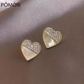 Серьги-гвоздики в форме сердца из стерлингового серебра 925 пробы в Корейском стиле для женщин и девочек, ювелирные изделия для свадебной вечеринки Pendientes Eh453