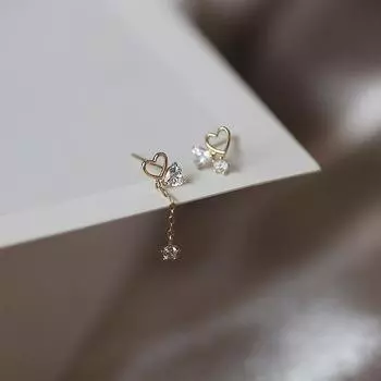 Серьги-гвоздики в форме сердца с покрытием из стерлингового серебра 925 пробы с цирконием Простые женские украшения Элегантные женские серьги серебряный