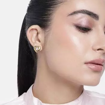 Серьги-гвоздики в форме сердца с рекламным камнем