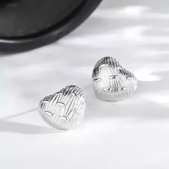 Серьги-гвоздики в форме сердечка из стерлингового серебра S925, женские, с текстурой и нишевым дизайном, модные серьги в форме персикового сердца серебряный