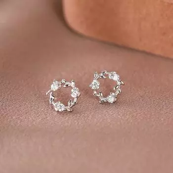 Серьги-гвоздики в форме венка из чистого серебра S999, легкие, роскошные, женские, с блестящими бриллиантовыми цветами, серьги-гвоздики для ушей, высококачественные, специальные, интересные серьги 99