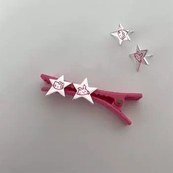 Серьги-гвоздики в форме звезд из серебра 925 пробы, милые серьги в виде кошек с граффити, детские серьги в виде розового кролика с милым ветром 925 silver needle