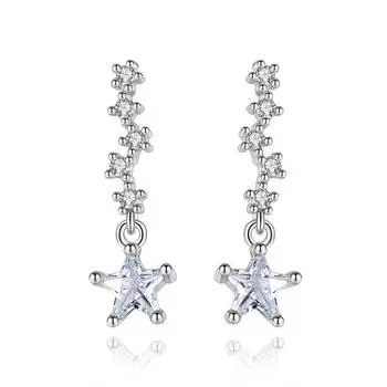 Серьги-гвоздики в форме звезды, серьги, женский темперамент, модная индивидуальность, серебряные украшения, пятиконечная звезда для женщин