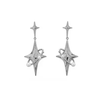 Серьги-гвоздики в форме звезды, женские, нишевые, дизайн, чувство темперамента, простые, студенческие, дорожные, четырехугольные, звездные серьги