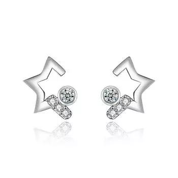 Серьги-гвоздики в форме звезды, женские, Niche Design, Sense, нежные, ежедневные, инкрустированные стразами, пятиконечные серьги-звезды