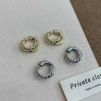 Серьги-гвоздики в холодном стиле из витого металла – модные и элегантные для женщин twisted front and back earrings серебряный