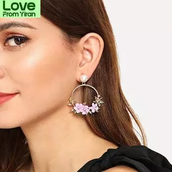 Серьги-гвоздики в корейском стиле с цветком для женщин, круглые серьги-венки из золота с жемчугом, модные ювелирные изделия Pendientes Mujer Y2k красный