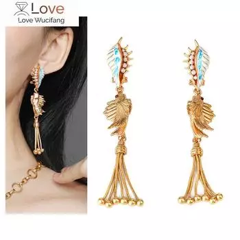 Серьги-гвоздики в морском стиле Boho Delicate Ocean Beauty Cute Animals Studsearrings Goldfish Charms Long Earringsbeach Conch For Women