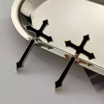 Серьги-гвоздики в стиле хип-хоп, готические, пирсинг, модные 1 шт., серебряные серьги-кресты, унисекс золотой