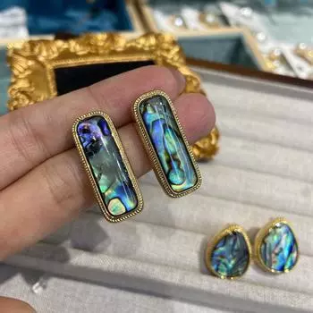Серьги-гвоздики в стиле «ниша» из ракушек-абалонов 2025 года, новые темпераментные серьги в стиле ретро с геометрическими бриллиантами, серьги премиум-класса