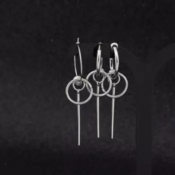 Серьги-гвоздики в стиле панк унисекс из нержавеющей стали, асимметричные, с круглыми цепочками, клипсы для ушей, рок-хип-хоп, уличный рэпер, мужчины и женщины