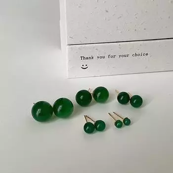 Серьги-гвоздики в стиле ретро из натурального зеленого агата для женщин, уникальные, неповторимые, свежие и модные, универсальные серьги