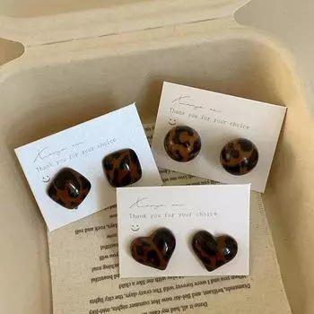 Серьги-гвоздики в стиле ретро Майяра с леопардовым принтом Love Ball, женские, индивидуальные, уникальные, изысканные, универсальные серьги