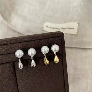Серьги-гвоздики в стиле ретро с французским жемчугом и гладкими каплями воды, женские, легкие, роскошные, элегантные, индивидуальные, модные, трендовые, универсальные серьги