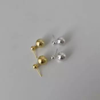 Серьги-гвоздики в стиле средневековья в стиле ретро с двумя шариками, изысканные серебряные серьги-иглы с уникальным дизайном и высоким чувством смысла 925 silver needle