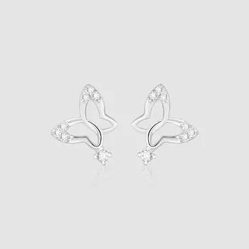 Серьги-гвоздики в виде бабочек, женские, осенне-зимние, нишевый дизайн, асимметричные, инкрустированные цирконием, серьги в виде животных