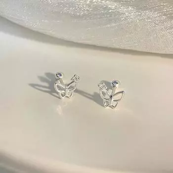 Серьги-гвоздики в виде бабочки, женские, легкие, роскошные, нишевого дизайна, простые, инкрустированные цирконием серьги, лето
