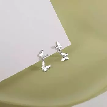 Серьги-гвоздики в виде бабочки, женские, легкие, роскошные, нишевого дизайна, серьги с бахромой, простые и маленькие, двухслойные, летние серьги